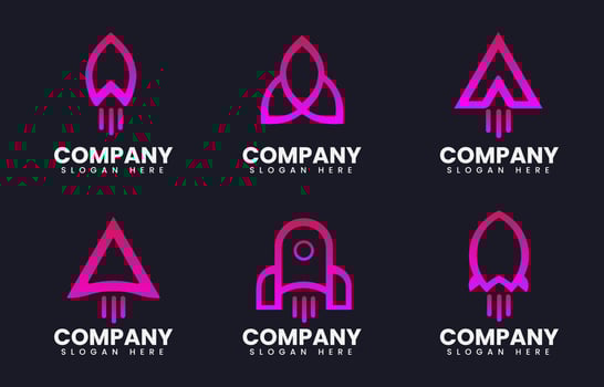 Simple Gradient Rockets Logo Element vector