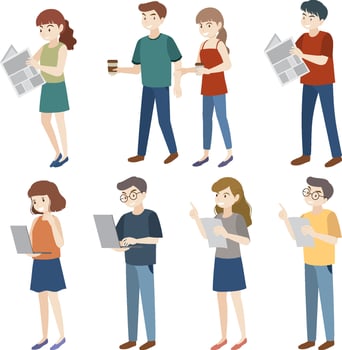 Flat business persons working in office vector