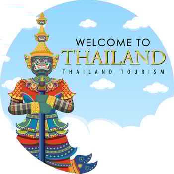 Giant demons Thailand attraction and landscape icon in circle template vector