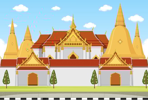 Thailand iconic tourism attraction background vector
