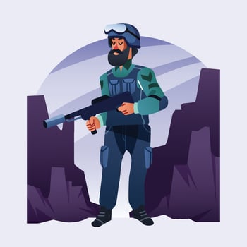 Soldier Guarding the Border with Fully Armed vector
