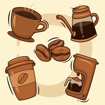 Set of coffee vectors and tools
