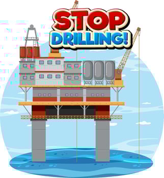 Stop drilling cartoon word logo design vector
