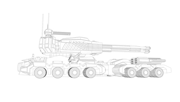 line art of destroyer tank vector