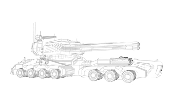 line art of destroyer tank vector
