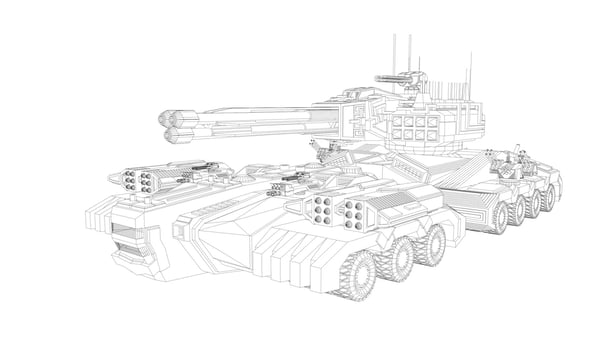 line art of destroyer tank vector