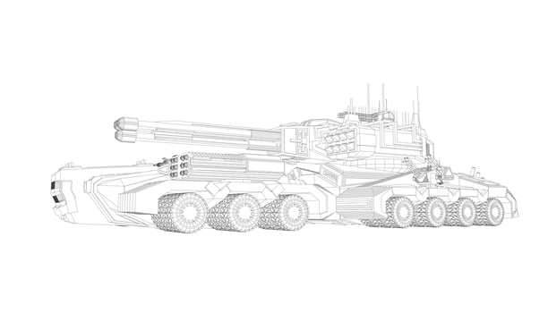 line art of destroyer tank vector