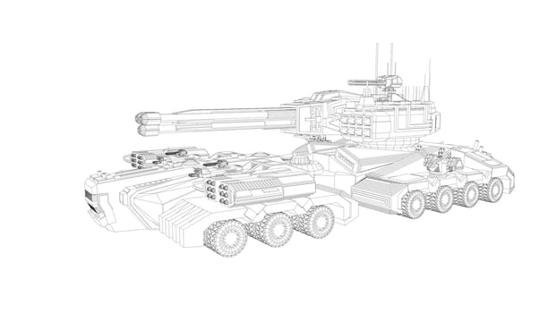 line art of destroyer tank vector