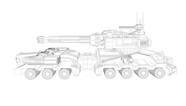 line art of destroyer tank vector