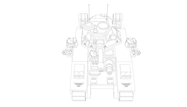 line art of destroyer tank vector