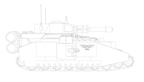 line art of destroyer tank vector