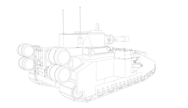 line art of destroyer tank vector