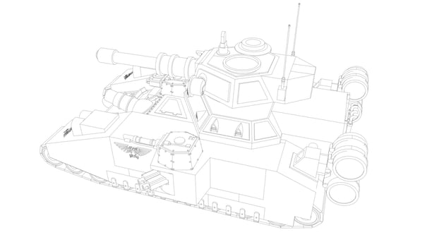 line art of destroyer tank vector
