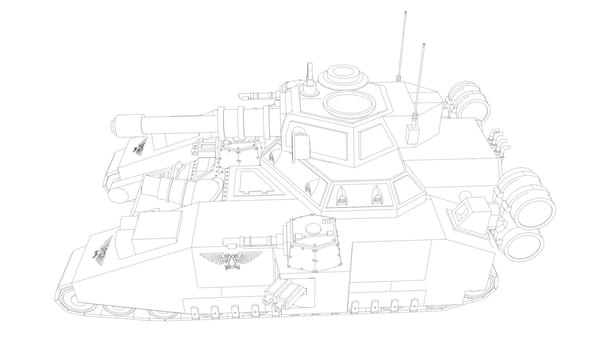 line art of destroyer tank vector