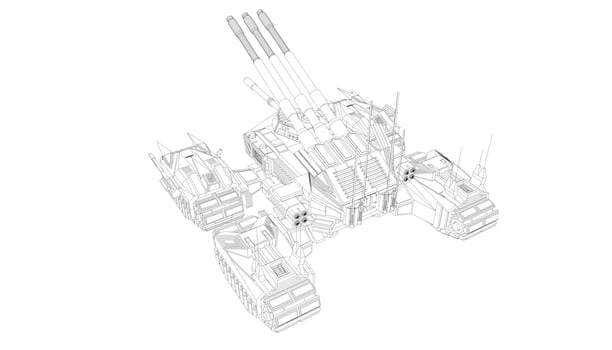 line art of military tanks vector