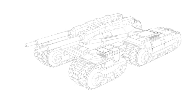 line art of military tanks vector