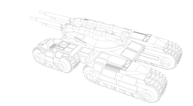 line art of military tanks vector
