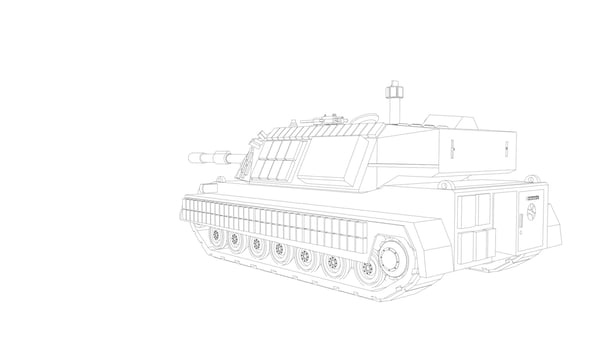 line art of destroyer tank vector