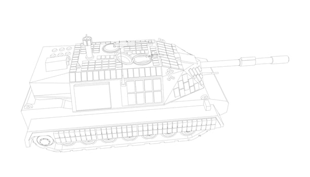 line art of destroyer tank vector
