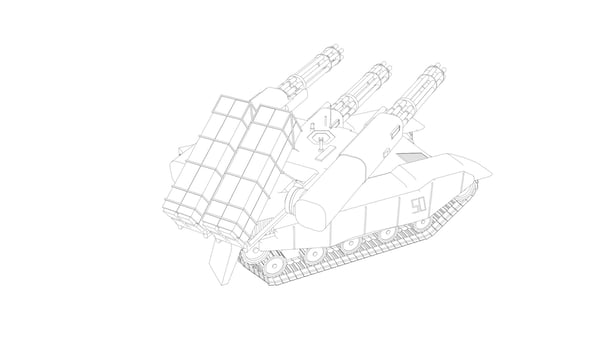 line art of destroyer tank vector