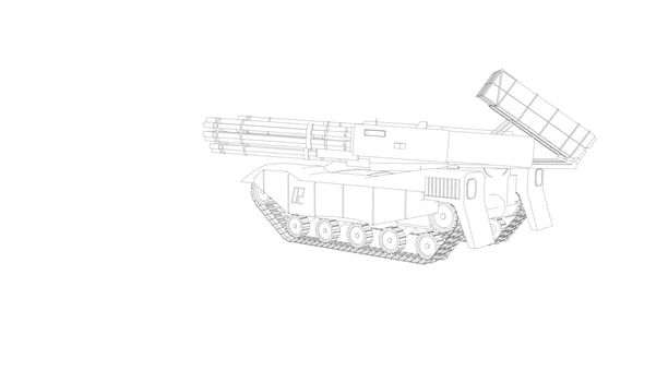 line art of destroyer tank vector