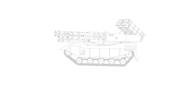 line art of destroyer tank vector