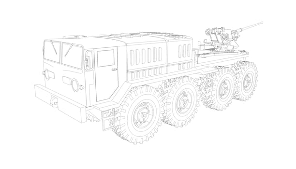 line art of destroyer tank vector