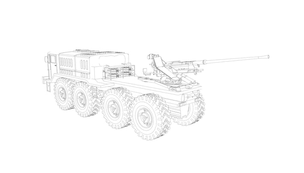 line art of destroyer tank vector
