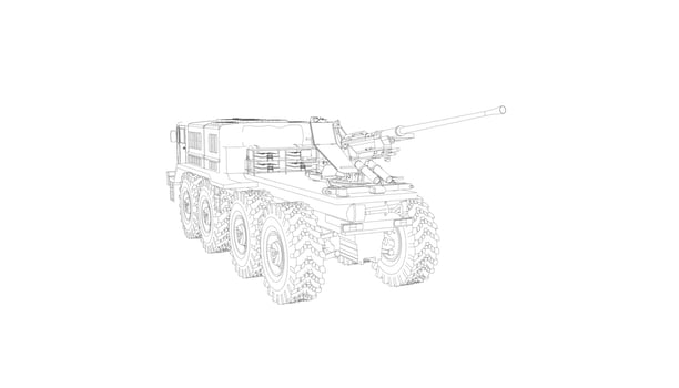 line art of destroyer tank vector
