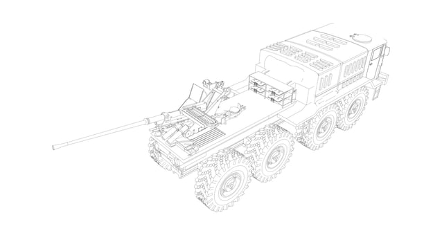 line art of destroyer tank vector