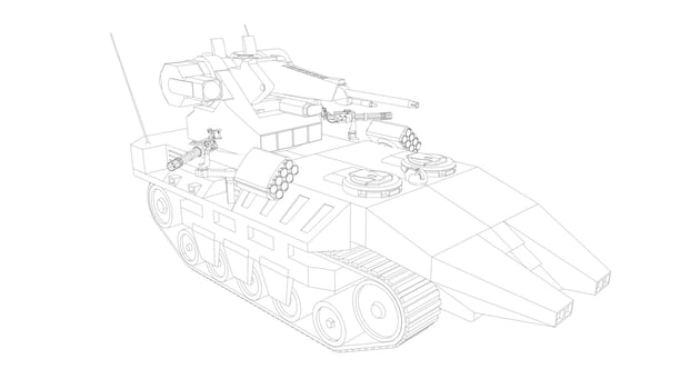 line art of destroyer tank vector