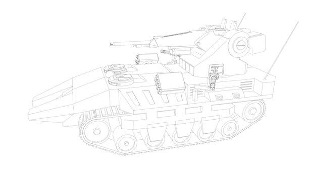 line art of destroyer tank vector