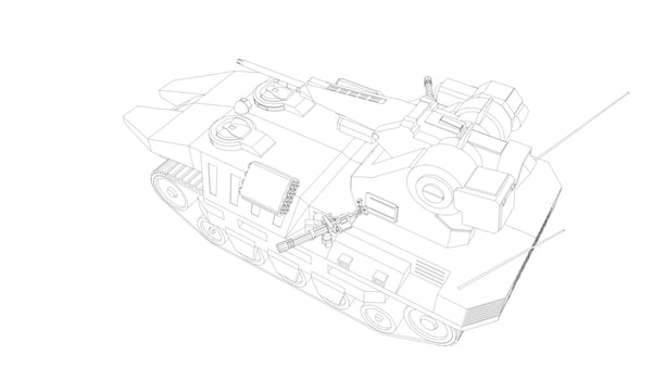 line art of destroyer tank vector