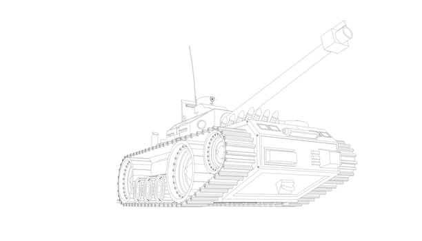 line art of destroyer tank vector