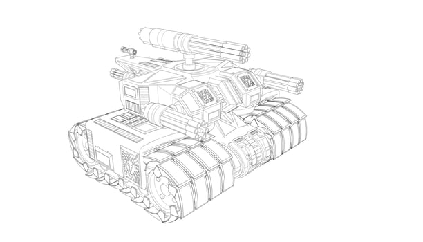 line art of military tanks vector