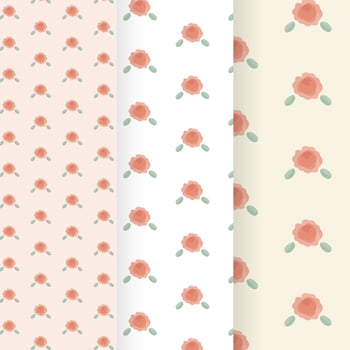 Seamless vector pattern of flower on color background.