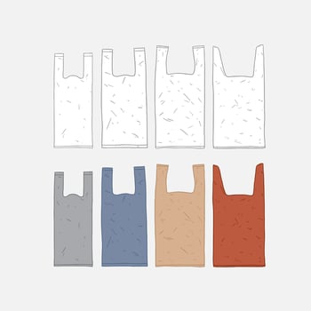 Hand drawn vector illustration of plastic bag set.