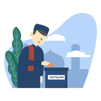 Muslim man giving donation illustration vector