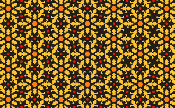Batik Floral Pattern Red and Yellow Geometric Abstract Background for Template Poster Feed vector