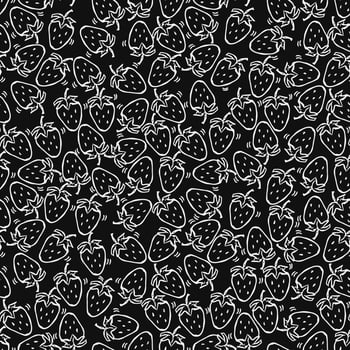 Seamless strawberries pattern. Doodle vector with strawberries icons. Vintage strawberries pattern, sweet elements background for your project, menu, cafe shop.