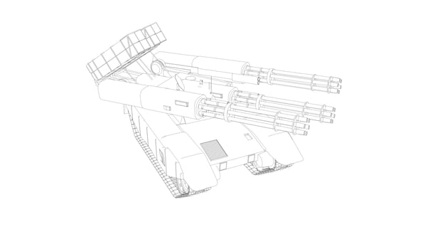 line art of destroyer tank vector