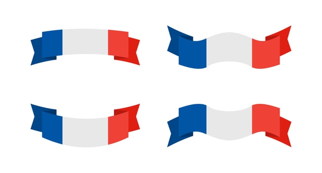 illustration of a france flag with a ribbon style. france flag vector set.