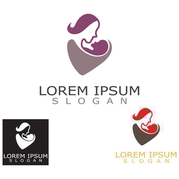 Mom and baby care logo design concept inspiration template vector