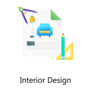 Interior design project in a flat gradient icon vector