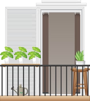 Balcony of apartment building facade vector