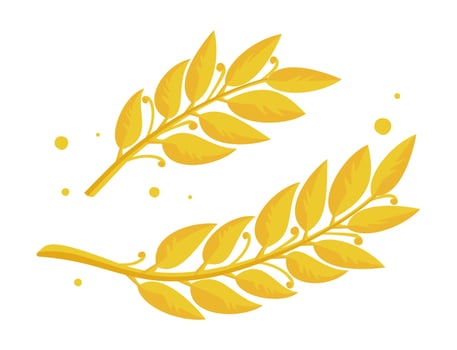 Golden laurel branch symbol of Victory Day Vector illustration isolated on white background