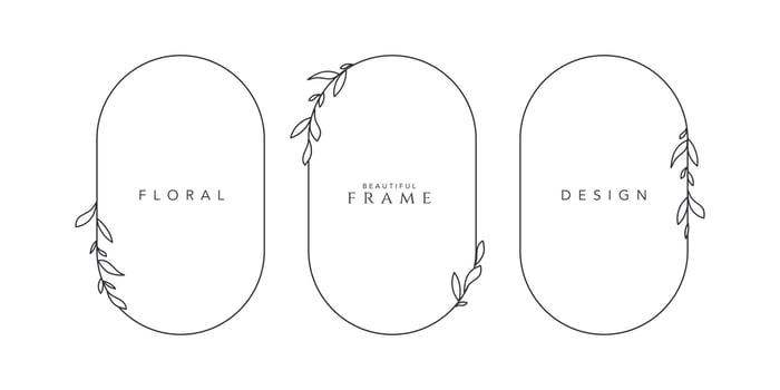 frame logo wedding frame oval invitation card template hand-drawn vector illustration