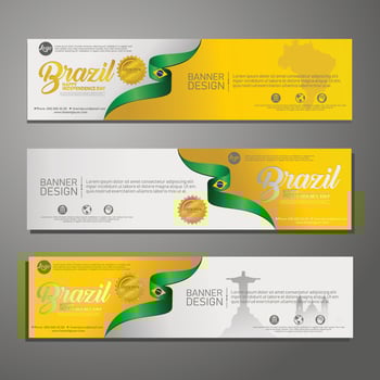 Set banner design template Independence Day Brazil modern background vector