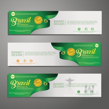 Set banner design template Independence Day Brazil modern background vector