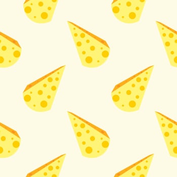 cheese flat design seamless pattern. Seamless pattern with leaves and vegetable. Vector illustration of art. Vintage background. Kitchen and restaurant design for fabrics, paper